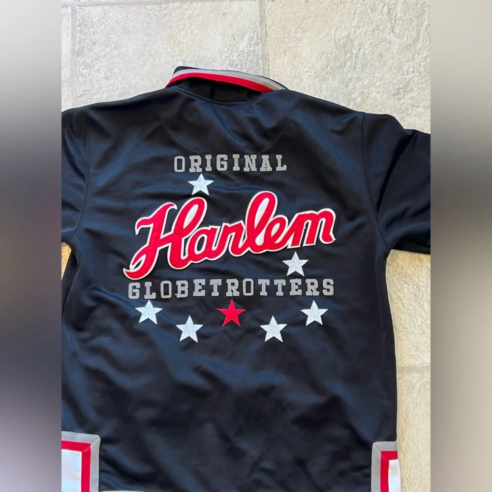 Vintage PlatinumFUBU Harlem Globetrotters JerseyYouthL 16/18 BlackRedEmbroidered